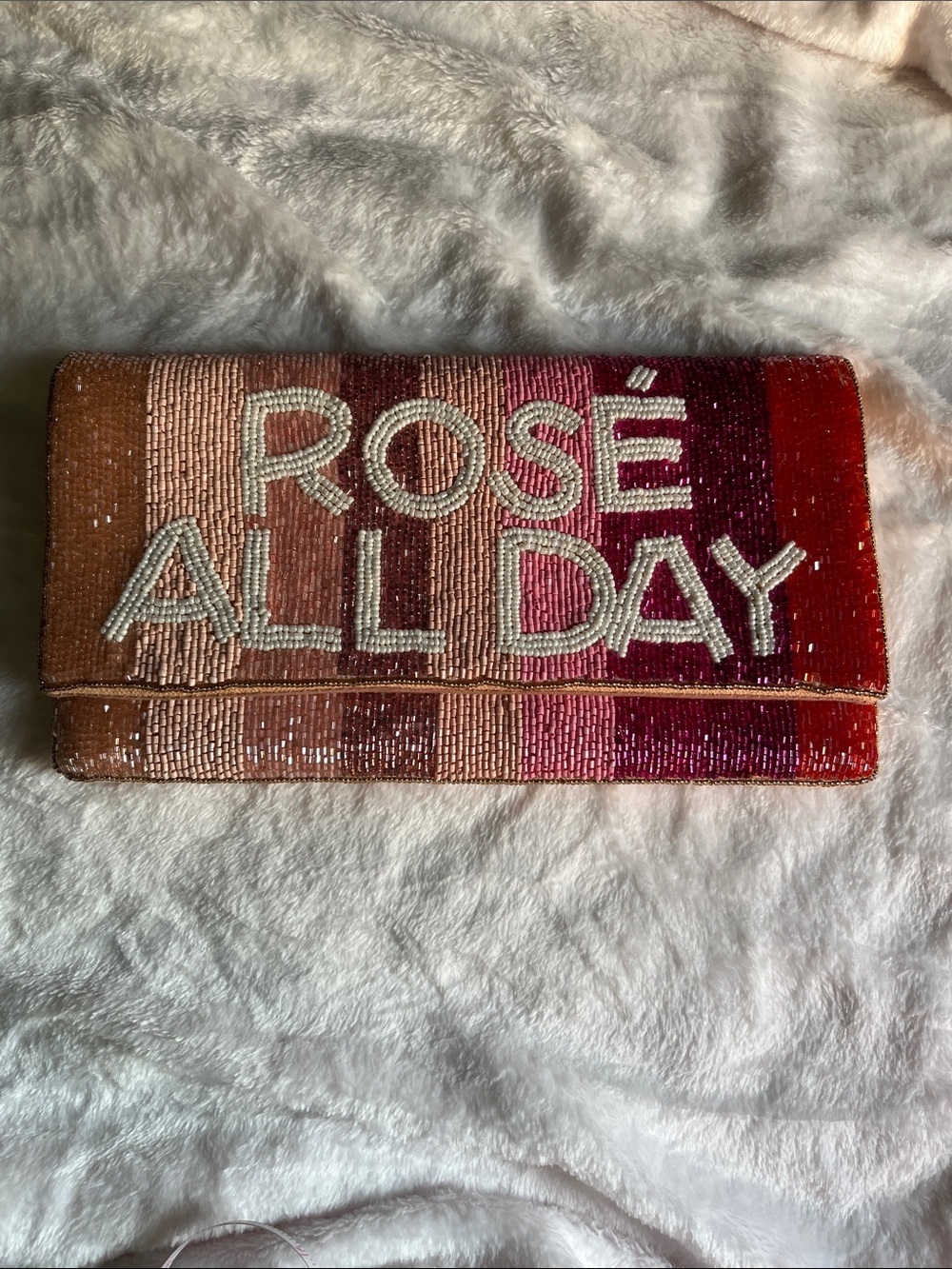 Beaded 'Rosé All Day' Multicolor Clutch Bag